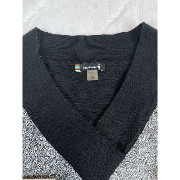 Smartwool Women's (M) Akamina V-Neck Sweater Gray Black Ivory Wool Blend - Picture 5 of 6